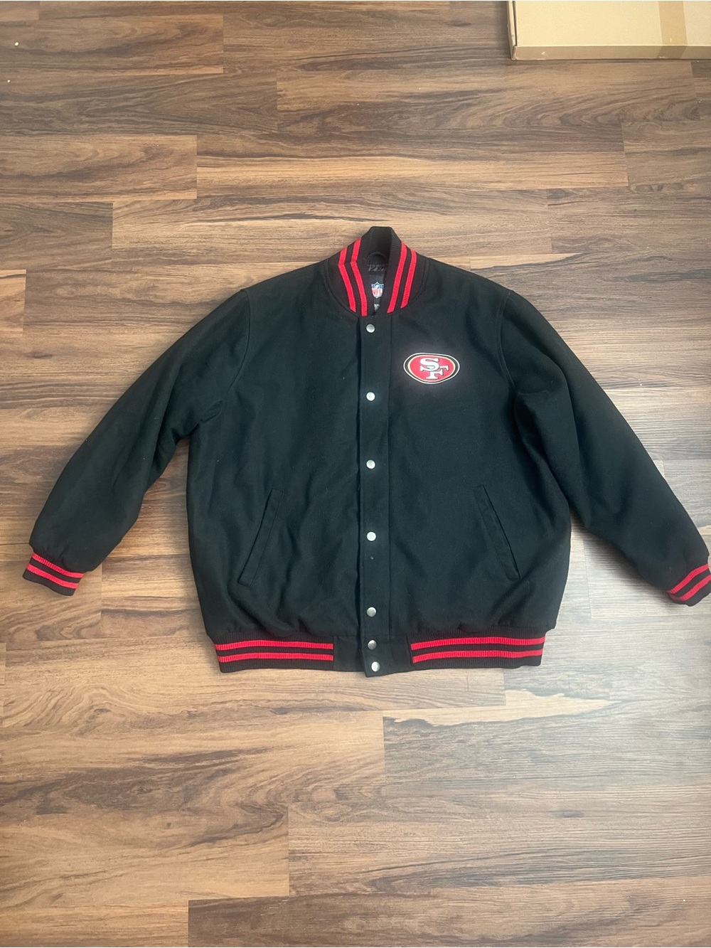 NFL Black & Red San Francisco 49ers Varsity Bomber Jacket